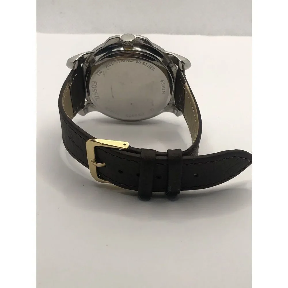 Fossil FS4973 Men's Brown Leather Analog Black Dial Quartz Genuine Watch OP669